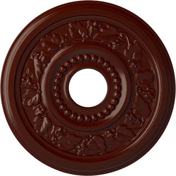 Ekena Millwork Genevieve Ceiling Medallion (Canopies up to 3 1/2"), 16 1/8"OD x 3 1/2"ID x 7/8"P, Brushed Mahogany CM16GNBMF - main